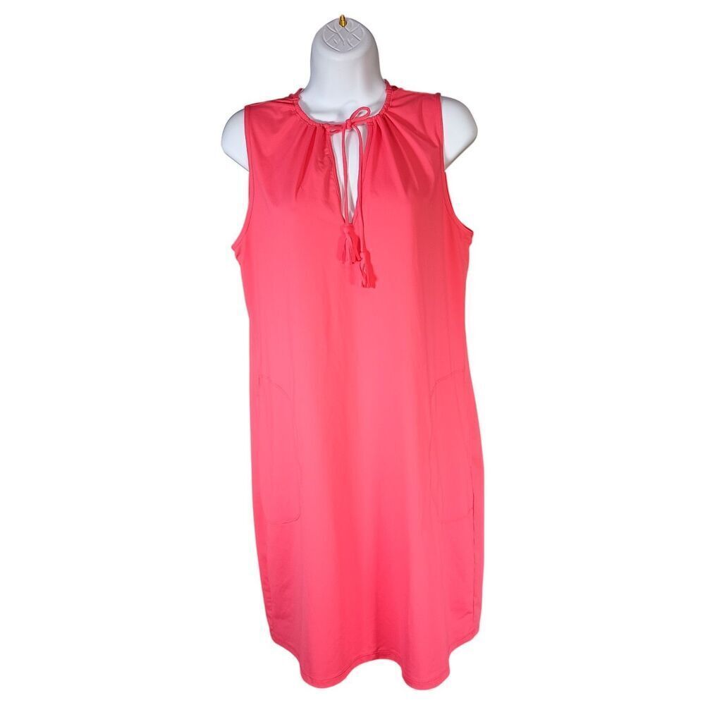 Tommy Bahama Pearl Split Neck Spa Dress Coral Costal Sleeveless Womens Medium